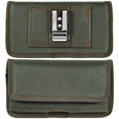 For Samsung Galaxy A02S Universal Horizontal Cell Phone Case Nylon Holster Carrying Pouch with Belt Clip and 2 Card Slots fit Large Devices 6.3" [Midnight Green]