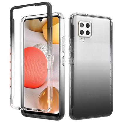 For Samsung Galaxy A42 5G Dual Layer Hybrid Clear Gradient Two Tone Transparent Shockproof Rubber TPU + Hard Protective Frame  Phone Case Cover