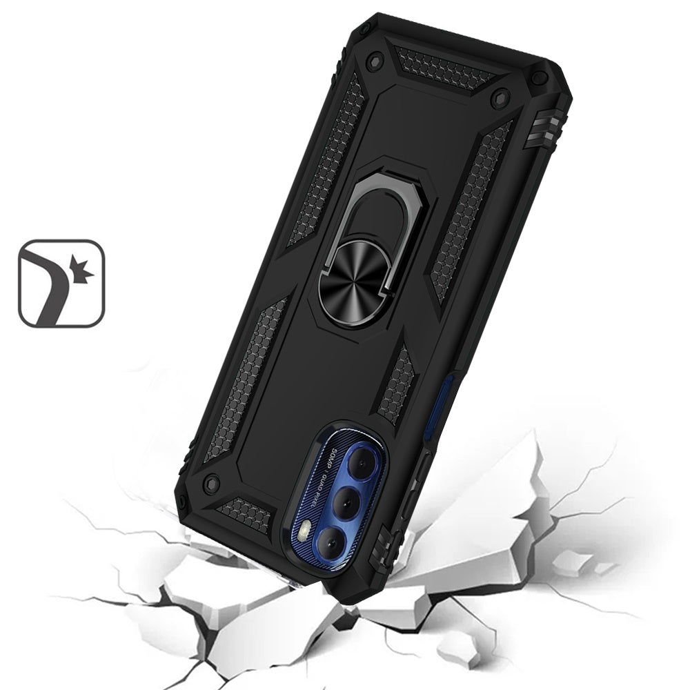 For Motorola Moto G Stylus 2022 4G Hybrid Durable Dual Layer 360° Ring Stand Holder Kickstand Fit Magnetic Car Mount  Phone Case Cover