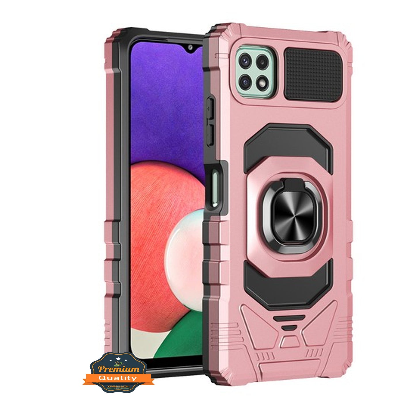 For Samsung Galaxy A22 5G Hybrid Magnetic Car Mount Ring Kickstand Stand Holder Full-Body Armor Protective [Military Grade]  Phone Case Cover
