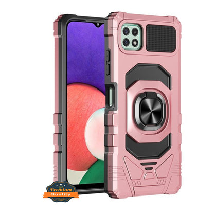 For Samsung Galaxy A22 5G Hybrid Magnetic Car Mount Ring Kickstand Stand Holder Full-Body Armor Protective [Military Grade]  Phone Case Cover