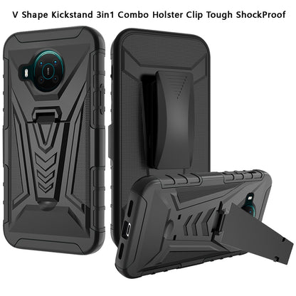 For Samsung Galaxy A32 5G 3 in 1 Rugged Swivel Belt Clip Holster Heavy Duty Hybrid Armor Rubber TPU with Kickstand Stand Black Phone Case Cover