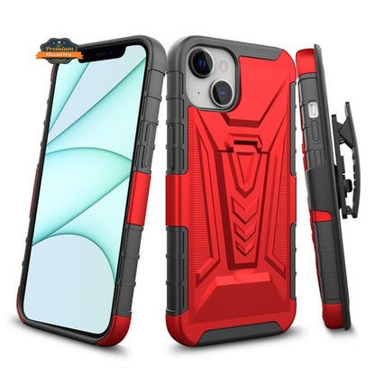 For Apple iPhone 14 Pro Max (6.7") Swivel Belt Clip Holster with Built-in Kickstand, Heavy Duty Hybrid 3in1 Shockproof  Phone Case Cover