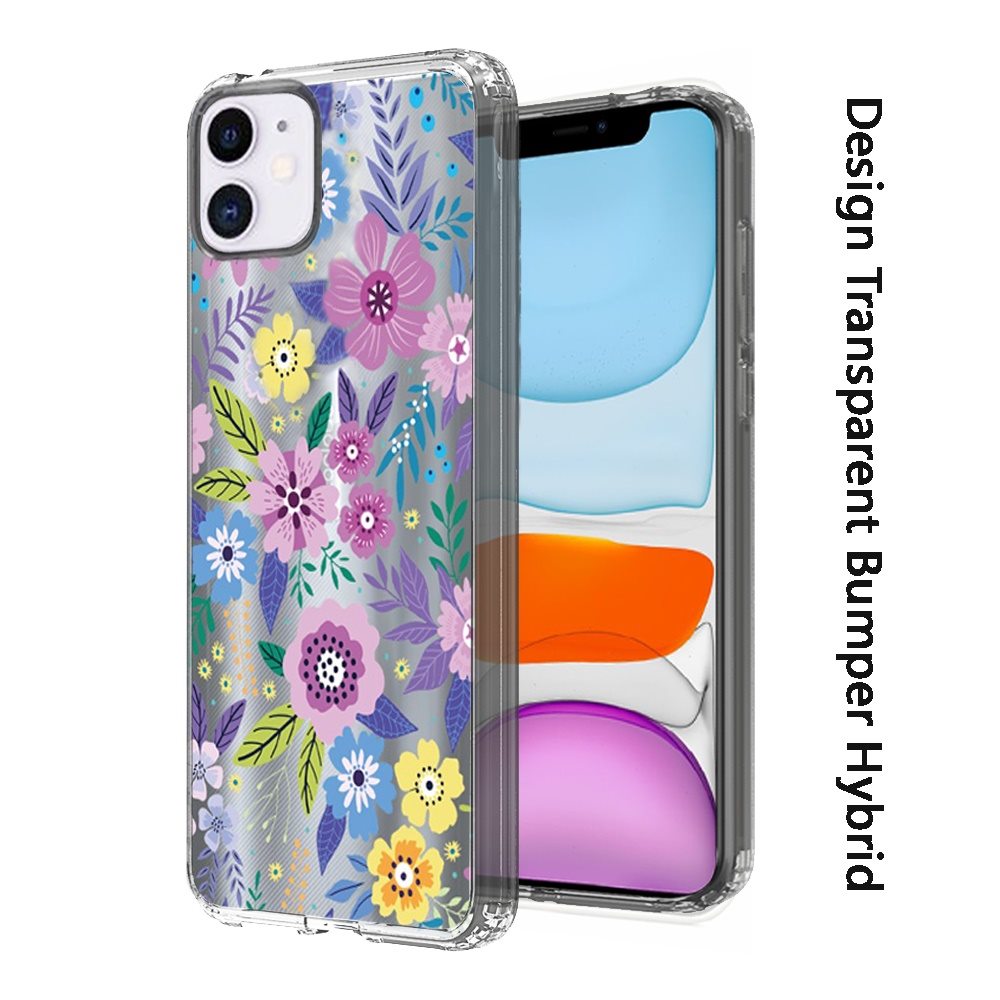 For Apple iPhone 13 (6.1") Fashion Hybrid Design Image Transparent Rubber TPU Protector Thin Shell Back PC Armor  Phone Case Cover