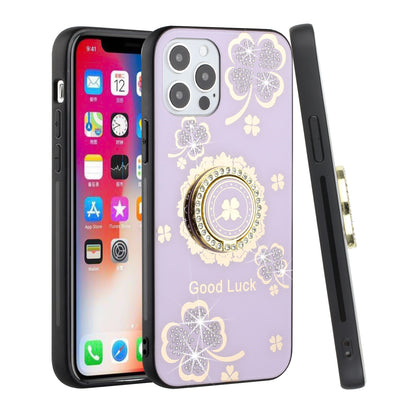 For Apple iPhone 8 Plus/7 Plus/6 6S Plus Fashion 3D Diamond Bling Sparkly Ornaments Engraving Hybrid Ring Stand  Phone Case Cover
