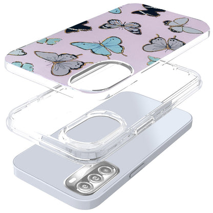 For Motorola Moto G Stylus 5G 2022 Stylish Gold Layer Printing Design Hybrid Rubber TPU Hard PC Shockproof Rugged Slim Butterflies Phone Case Cover