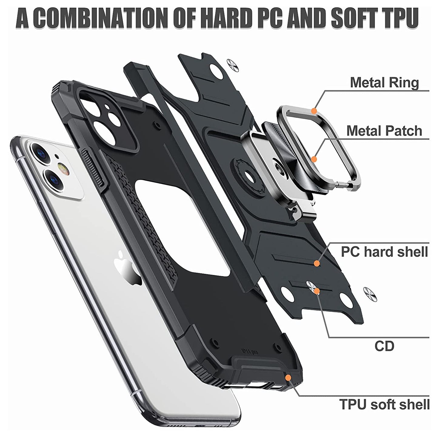 For Google Pixel 6 / 6 Pro Hybrid Dual Layer TPU and Hard PC Anti-Slip Full-Body Rugged Protective with Ring Stand Magnetic Kickstand  Phone Case Cover