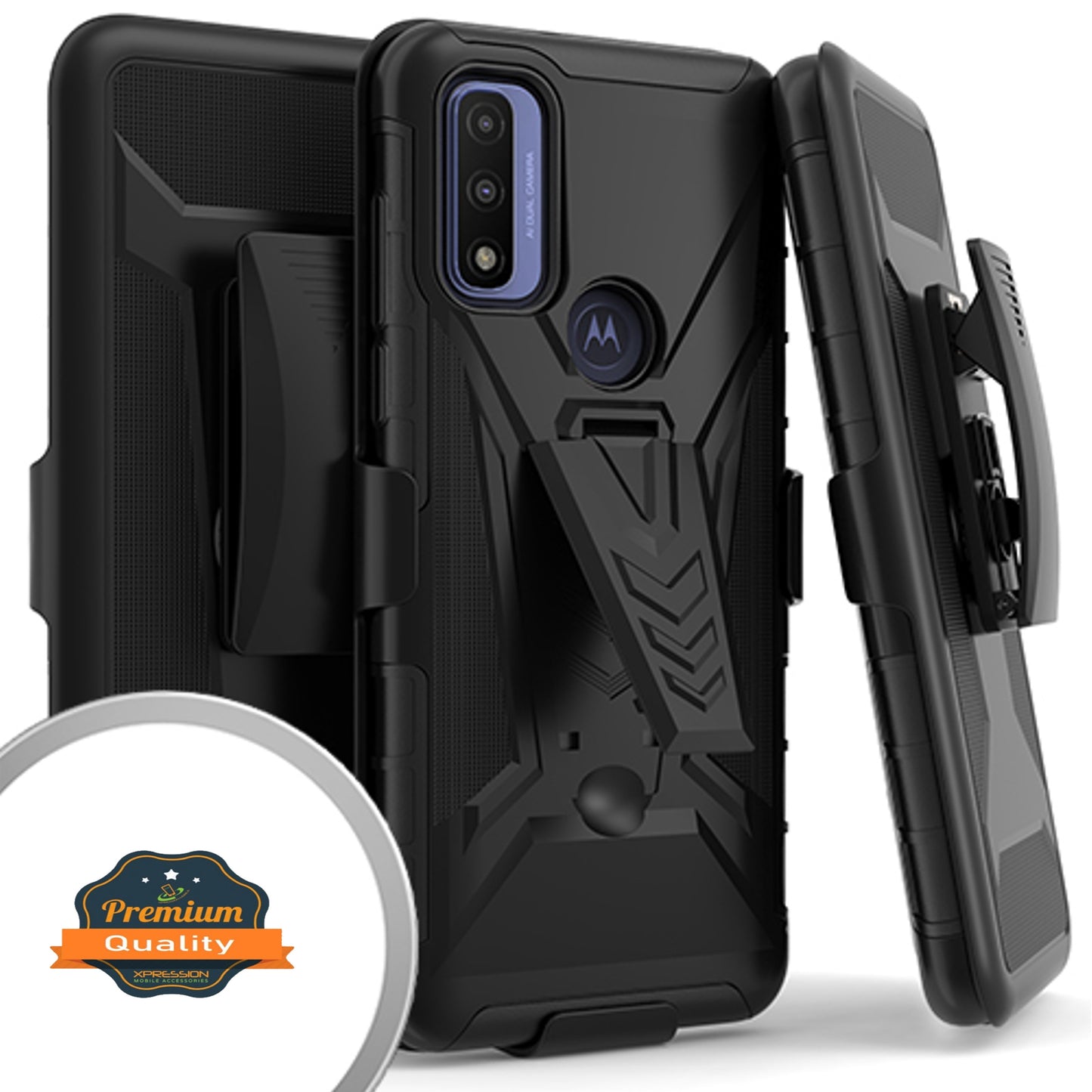 For Apple iPhone 14 Plus /Pro Max Hybrid Belt Clip Holster with Built-in Kickstand, Heavy Duty Shock Absorption Armor Rugged  Phone Case Cover
