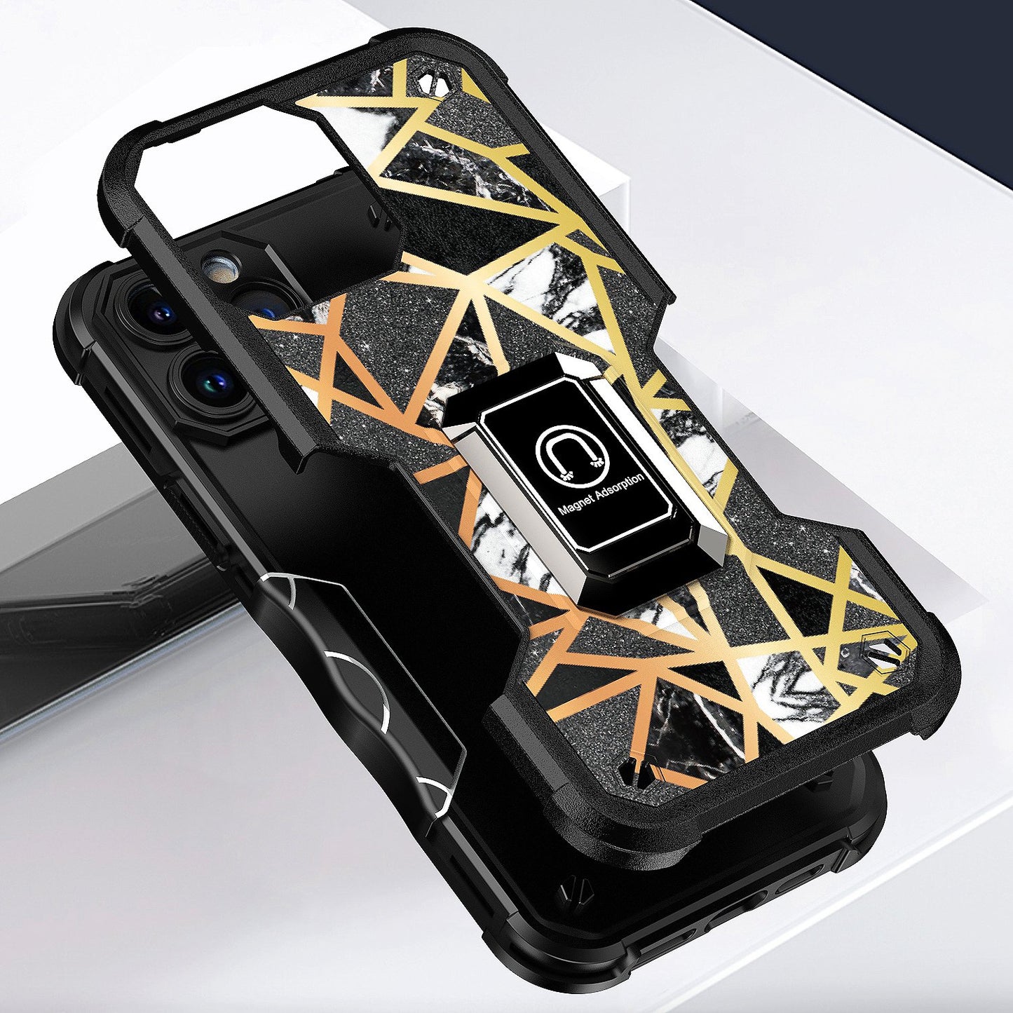 For Samsung Galaxy A23 5G Marble Stone Design Hybrid Armor with Magnetic Ring Stand Kickstand Heavy Duty Rugged  Phone Case Cover