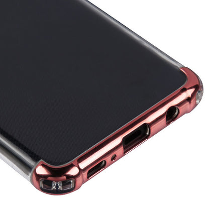 For Samsung Galaxy S10E Slim Hybrid Transparent Rubber Gummy Hard PC Silicone Electroplating Protective Clear / Rose Gold Phone Case Cover