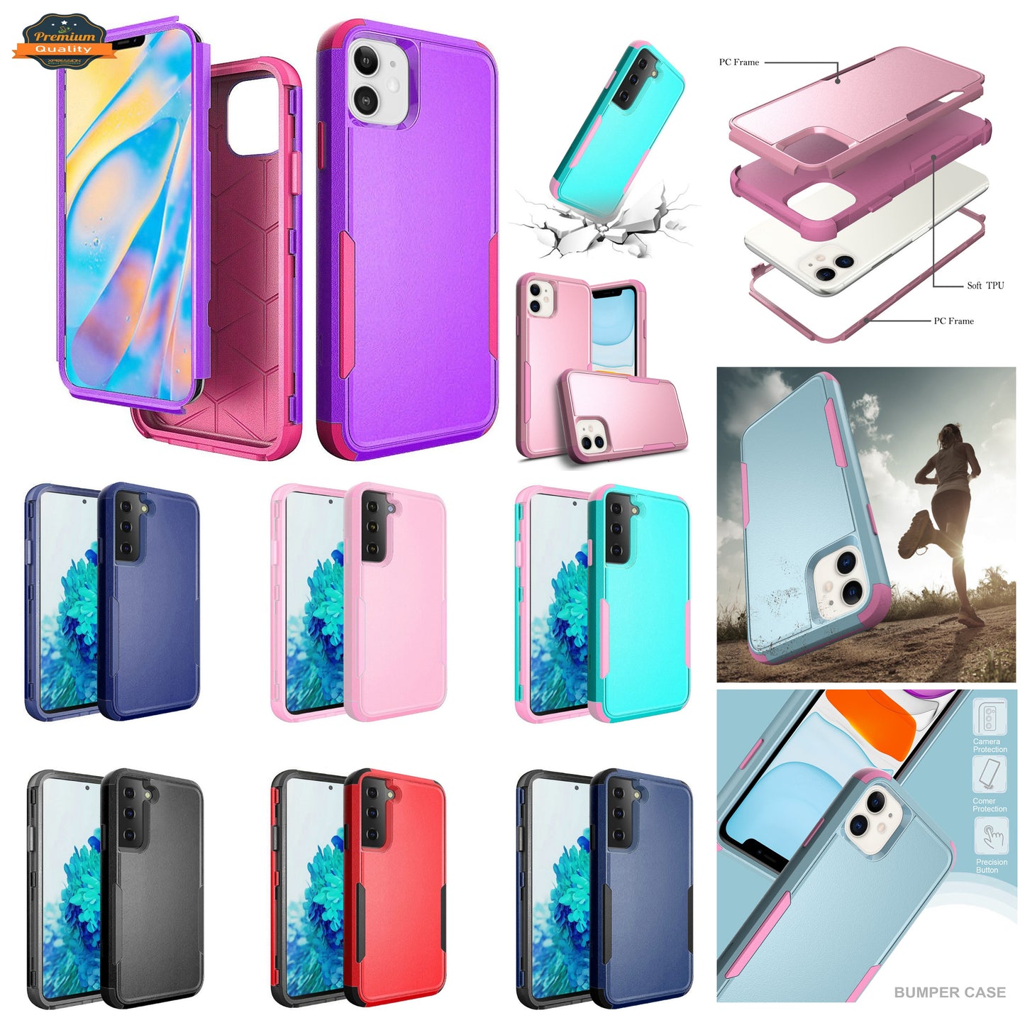 For Apple iPhone 14 Pro Max (6.7") Tough Hybrid Rugged Hard Shockproof Drop-Proof 3in1 Protection, Military Grade Armor  Phone Case Cover