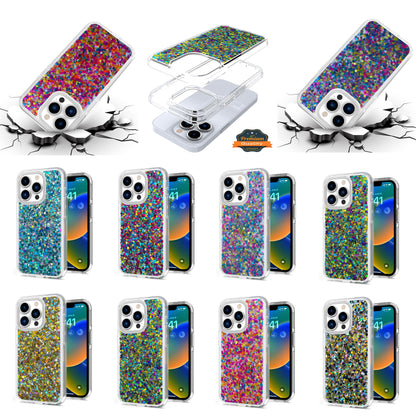 For Apple iPhone XR Colorful Glitter Bling Sparkle Epoxy Glittering Shining Hybrid Hard TPU Silicone Shockproof  Phone Case Cover