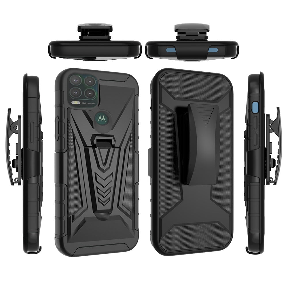 For TCL 20 XE Combo 3 in 1 Rugged Belt Clip Holster Heavy Duty Tuff Hybrid Armor Rugged Hard TPU Rubber with Kickstand Stand  Phone Case Cover