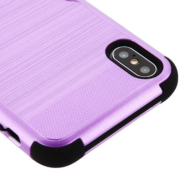 For Apple iPhone XS Max Hybrid Three Layer Hard PC Shockproof Heavy Duty TPU Rubber Anti-Drop Purple Black Phone Case Cover