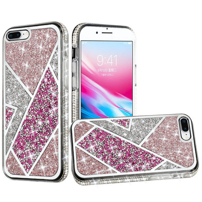 For Apple iPhone 8 Plus/7 Plus/6 6S Plus Glitter Bling Diamond Rhinestone Sparkly Fashion Shiny Fancy Hybrid Rugged  Phone Case Cover