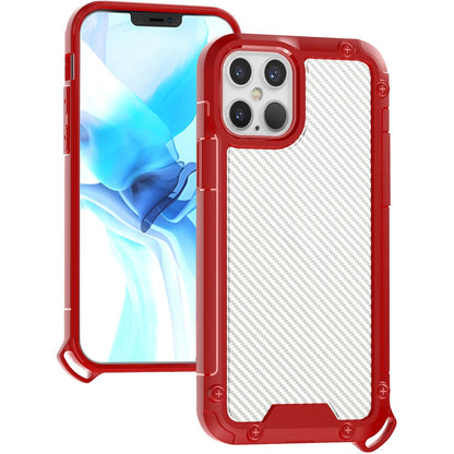 For Apple iPhone 13 Pro Max (6.7") Clear Matte Carbon Fiber Design Heavy Duty Shockproof Hybrid Armor Military Grade Drop Protection  Phone Case Cover