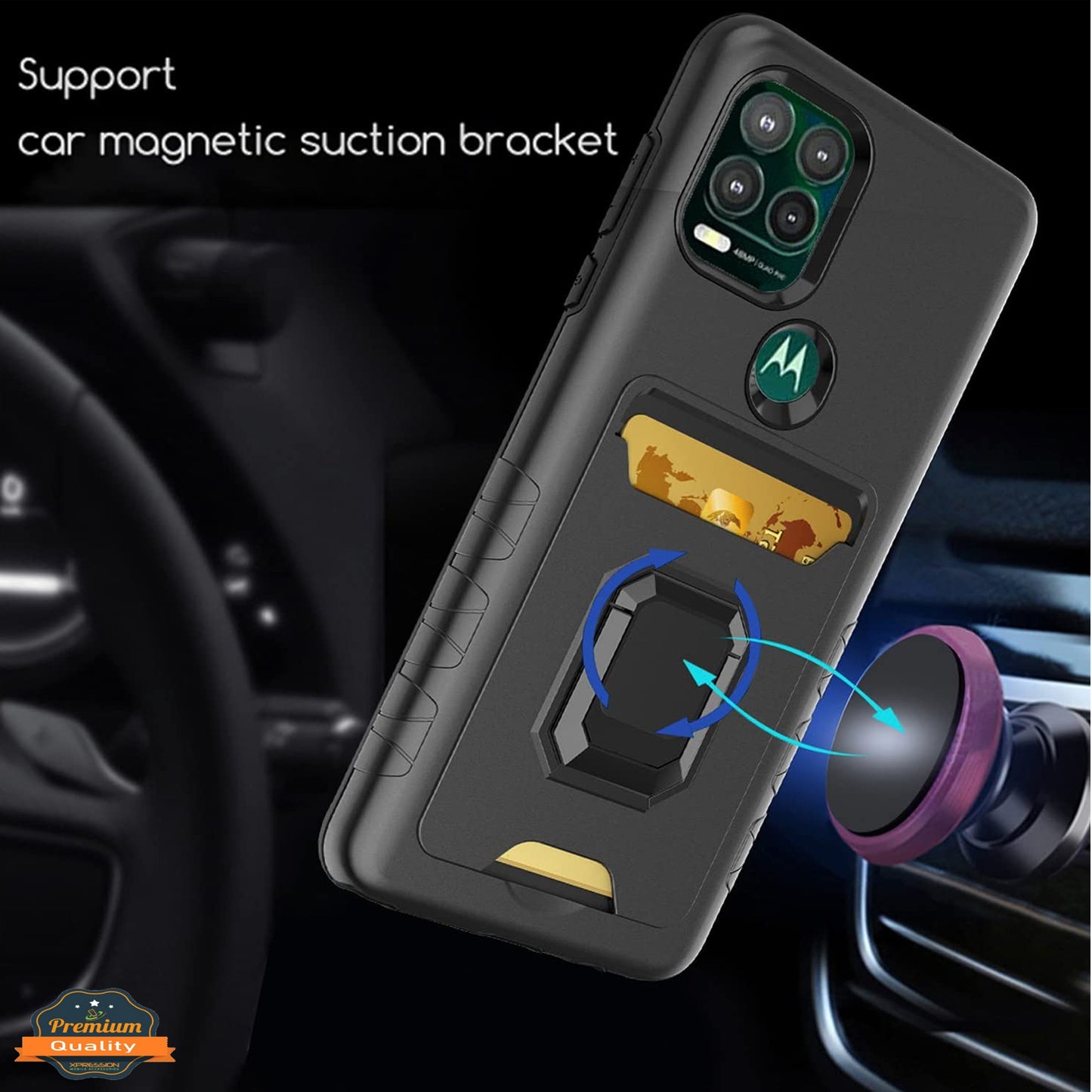 For Apple iPhone 14 Plus /Pro Max Wallet Credit Card Slot Holder with Ring Kickstand Magnetic Shockproof 2in1 Hybrid  Phone Case Cover