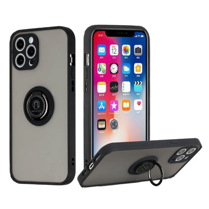 For Apple iPhone 14 Pro (6.1") Hybrid Protective TPU Shockproof with 360° Rotation Ring Metal Stand & Covered Camera  Phone Case Cover