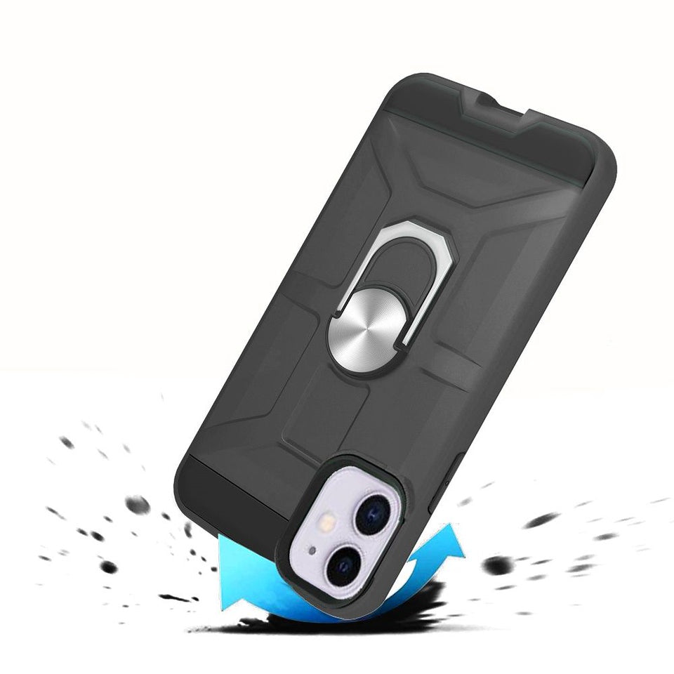 For Apple iPhone 14 Plus (6.7") Hybrid Ring Stand [360° Rotatable Ring Holder Magnetic Kickstand] Rubber TPU Shockproof  Phone Case Cover