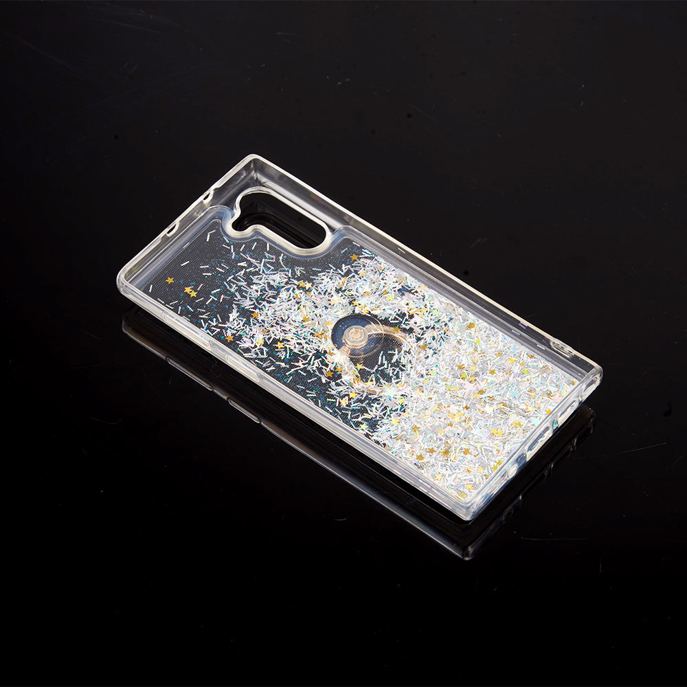 For Apple iPhone 14 /Plus Pro Max Hybrid Glitter Bling Sparkling Liquid Quicksand Sparkle TPU PC with Ring Stand Holder  Phone Case Cover