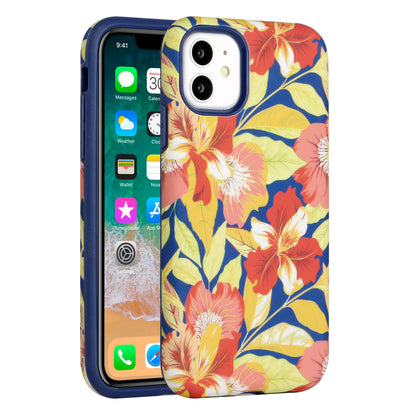 For Apple iPhone 14 Pro (6.1") Bliss Floral Stylish Design Hybrid Rubber Silicone TPU Hard Shockproof Armor Slim  Phone Case Cover