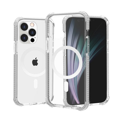 For Apple iPhone 14 Pro Max (6.7") Hybrid Acrylic Transparent Hard TPU Color Frame Bumper Compatible with MagSafe  Phone Case Cover