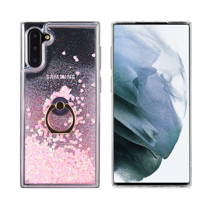 For Samsung Galaxy A13 5G Hybrid Bling Liquid Quicksand Glittering Sparkle TPU Rubber PC with Ring Stand Holder Kickstand  Phone Case Cover