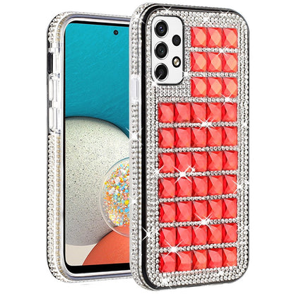 For Samsung Galaxy A53 5G Fashion Luxury 3D Bling Diamonds Rhinestone Jeweled Shiny Crystal Hybrid TPU Bumper Hard  Phone Case Cover