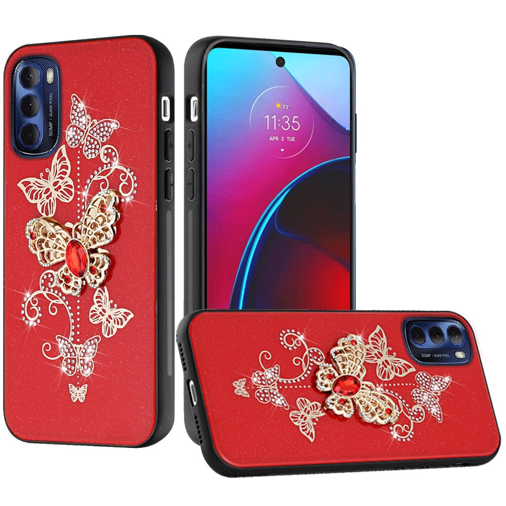 For Motorola Moto G Stylus 2022 4G Diamond Bling Sparkly Glitter Ornaments Engraving Hybrid Ring Stand Fashion  Phone Case Cover