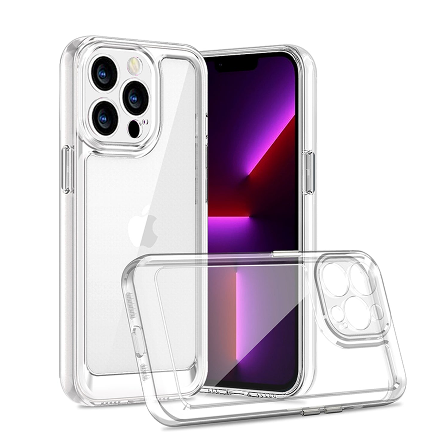 For Apple iPhone 12 Pro Max (6.7") Ultra-Thin Transparent Hybrid Soft Silicone TPU and Hard PC Shockproof Tone Frame Bumper Clear Phone Case Cover