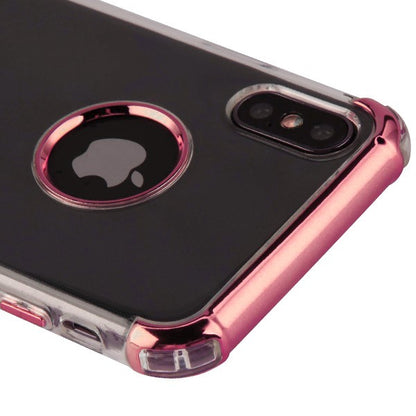 For Apple iPhone XS/X Slim Hybrid Transparent Rubber Gummy Hard PC Silicone Electroplating Protective Clear / Rose Gold Phone Case Cover