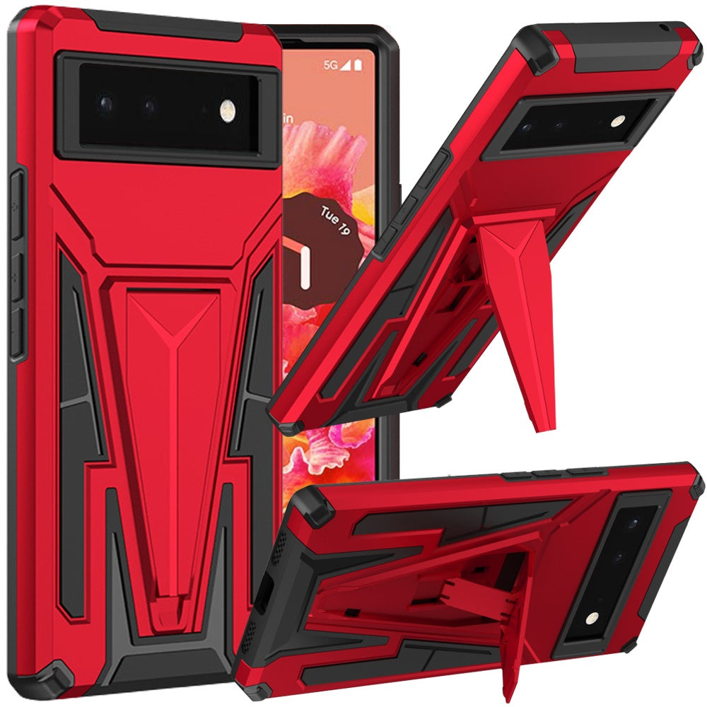 For Google Pixel 6 Pro Heavy Duty Protection Hybrid Built-in Kickstand Rugged Shockproof Military Grade Dual Layer Full Body  Phone Case Cover