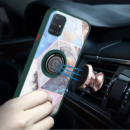 For Motorola Moto G Stylus 4G 2022 Unique Marble Design with Magnetic Ring Kickstand Holder Hybrid TPU Hard PC Armor  Phone Case Cover