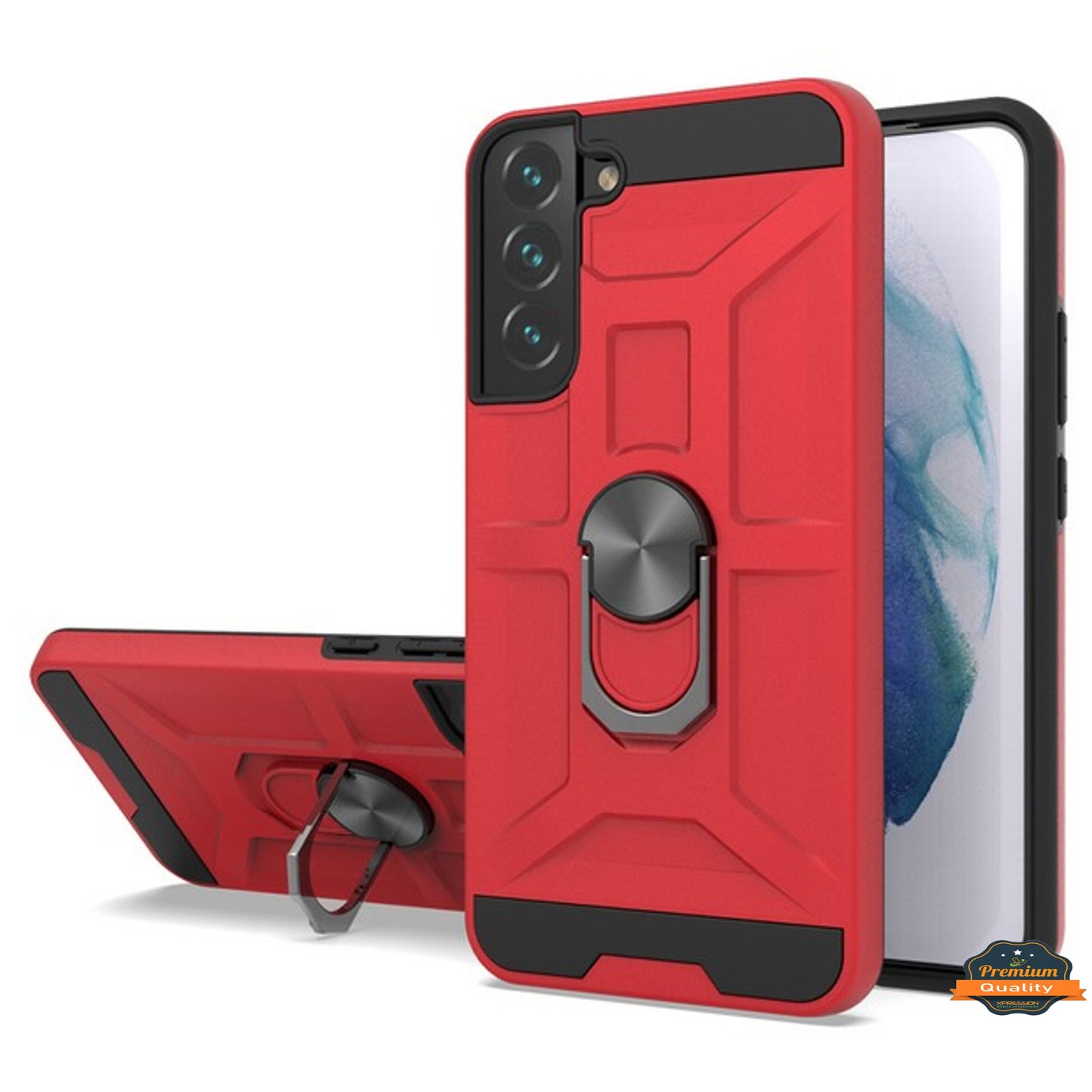 For Samsung Galaxy S22+ Plus Hybrid Ring Stand [360° Rotatable Ring Holder Magnetic Kickstand] Armor Shockproof TPU Rubber  Phone Case Cover