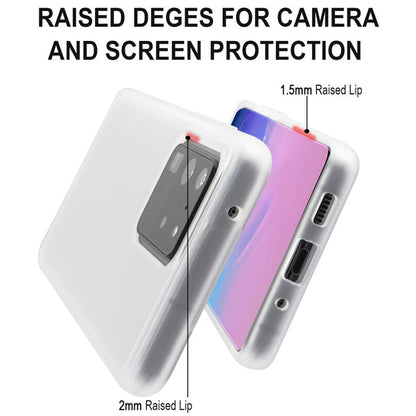 For Samsung Galaxy S20 Ultra (6.9) Slim Fit Hybrid Transparent Rubber Gummy Hard PC Soft Silicone Protective Semi White Phone Case Cover