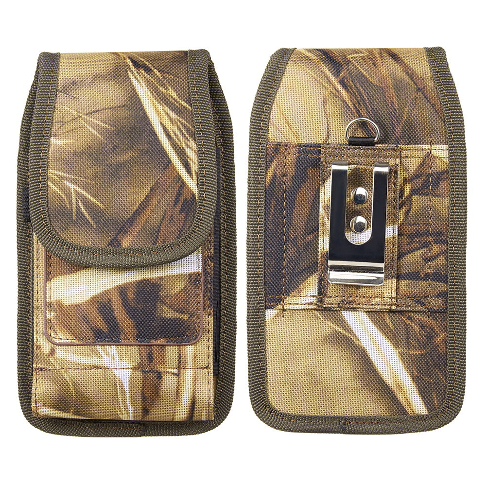 For Nokia C200 Universal Pouch Case Vertical Phone Holster Camo Print with Card Slots, Pen Holder, Belt Clip Loop & Hook Cover [Camouflage]