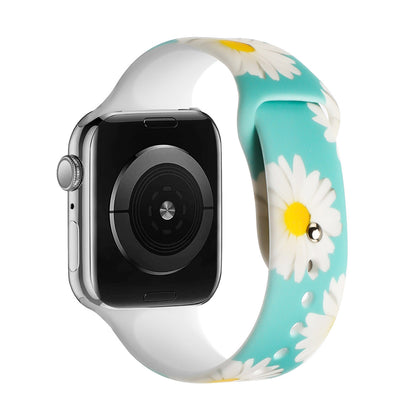 For Apple Watch Series 7/SE/6/5/4/3/2/1 Pattern Soft Silicone Design Wristband Watch Band