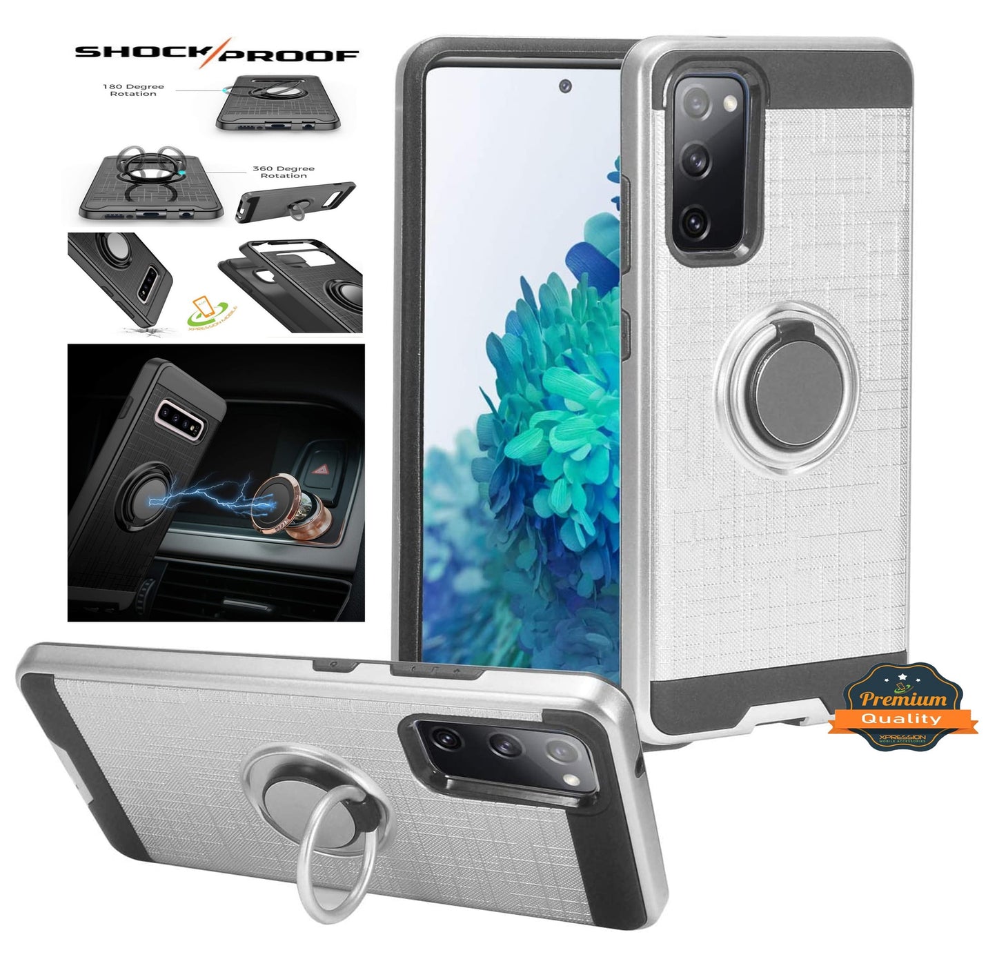 For Motorola Moto G Stylus 2021 5G Version Hybrid 360° Ring Armor Shockproof Dual Layers 2 in 1 Holder with Ring Stand for Magnetic Car Mount  Phone Case Cover