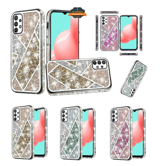 For Samsung A03 Core Glitter Bling Diamond Rhinestone Sparkly Bumper Fashion Shiny Cute Fancy Cases Hybrid Rugged PC  Phone Case Cover