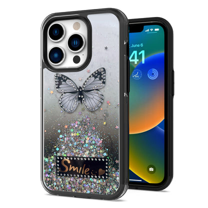 For Samsung Galaxy A53 5G Butterfly Smile Glitter Bling Sparkle Epoxy Glittering Shining Hybrid Hard PC TPU Silicone  Phone Case Cover