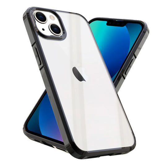 For Apple iPhone 13 Pro Max 6.7" Transparent Designed Slim Thick Hybrid Hard PC Back and TPU Frame Bumper Protective Clear / Black Phone Case Cover