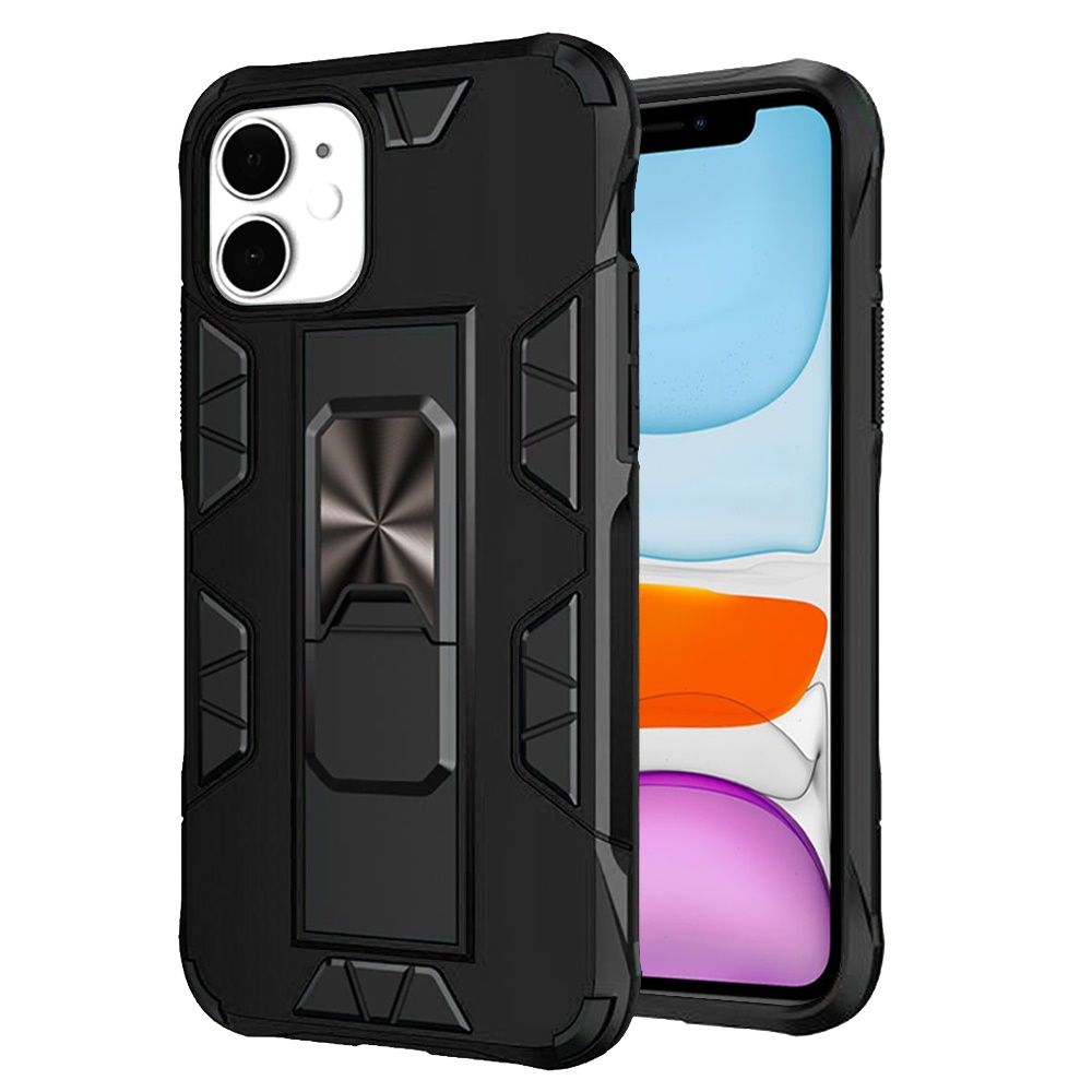 For Apple iPhone 13 Pro (6.1") Hybrid Magnetic Slide Stand fit Car Mount Grip Holder Full Body Heavy Duty Rugged Military Grade  Phone Case Cover