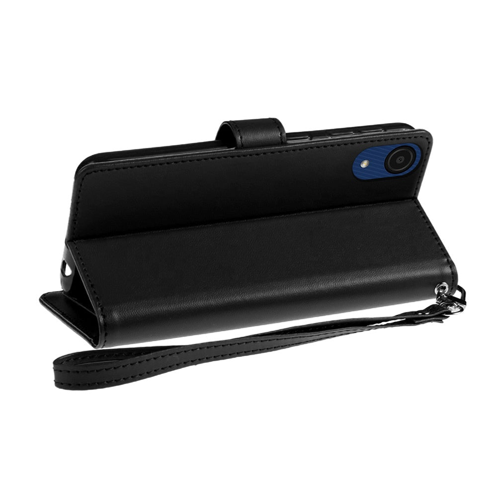 For Apple iPhone 8 Plus/7 Plus/6 6S Plus Wallet Case PU Leather Credit Card ID Pocket Cash Holder Slot Dual Flip Pouch Folio Stand, Strap Black Phone Case Cover