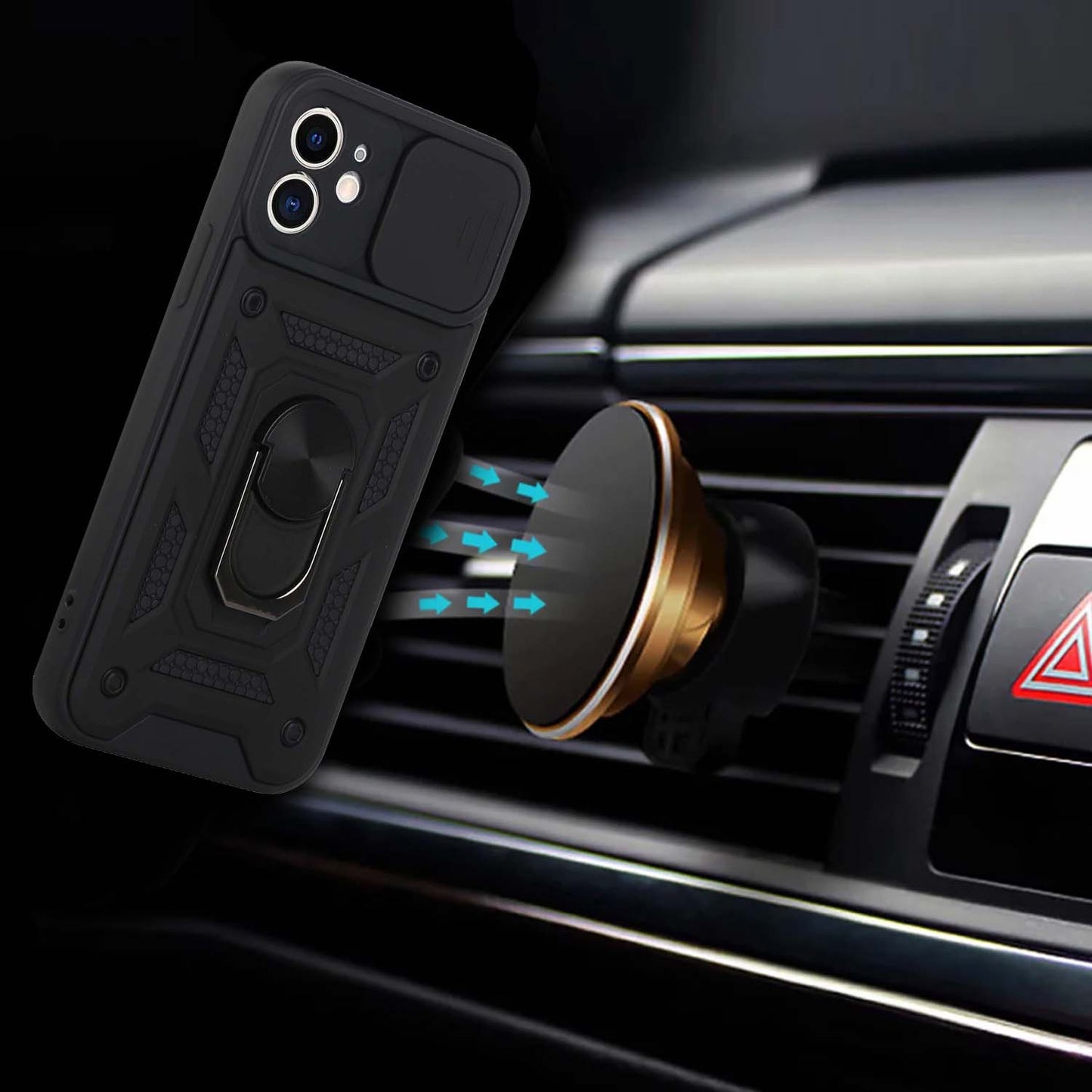 For Apple iPhone 8 Plus/7 Plus/6 6S Plus Hybrid 2in1 Cases with Slide Camera Lens Cover and Ring Holder Kickstand Rugged  Phone Case Cover