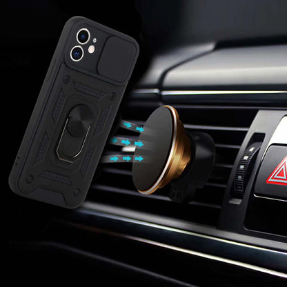 For Apple iPhone 8 Plus/7 Plus/6 6S Plus Hybrid 2in1 Cases with Slide Camera Lens Cover and Ring Holder Kickstand Rugged  Phone Case Cover