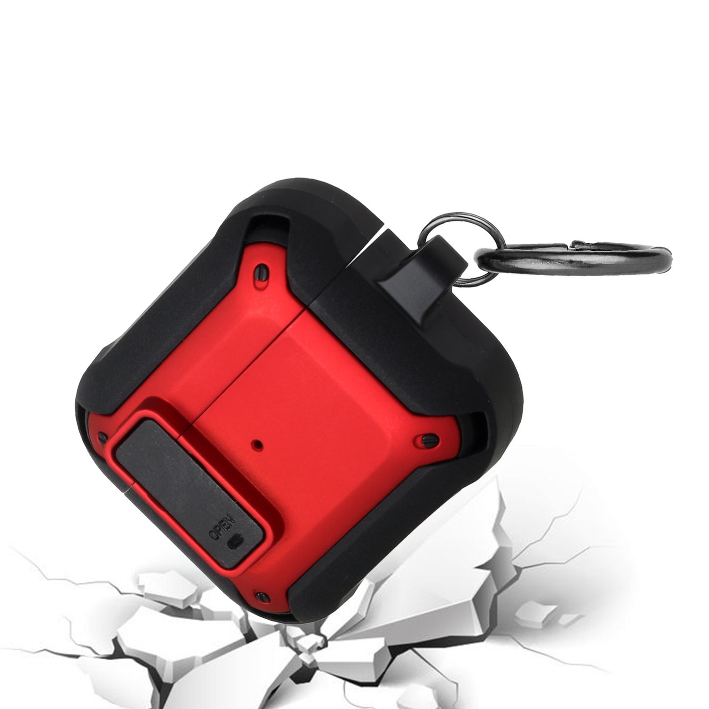 For Apple AirPods 2 & 1 Premium Ultra ShockProof Hybrid With Metal Hook Carabiner & Switch Closure Full-Body Rugged Protective Case Cover