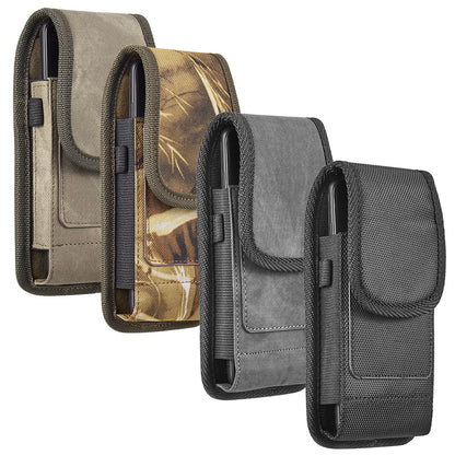 Universal Vertical Nylon Cell Phone Holster Case with Dual Credit Card Slots, Belt Clip Pouch and Belt Loop for Apple iPhone Samsung Galaxy LG Moto All Mobile phones Size 5.7" Universal Nylon [Camo Print]