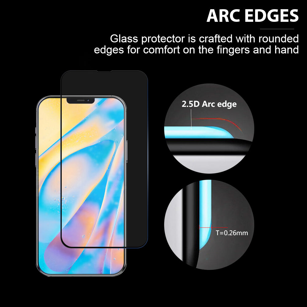 For Apple iPhone 13 (6.1") Full-Coverage Tempered Glass Screen Protector [2.5D Round Edge] Tempered Glass Film 0.3mm Full Cover Clear Black Screen Protector
