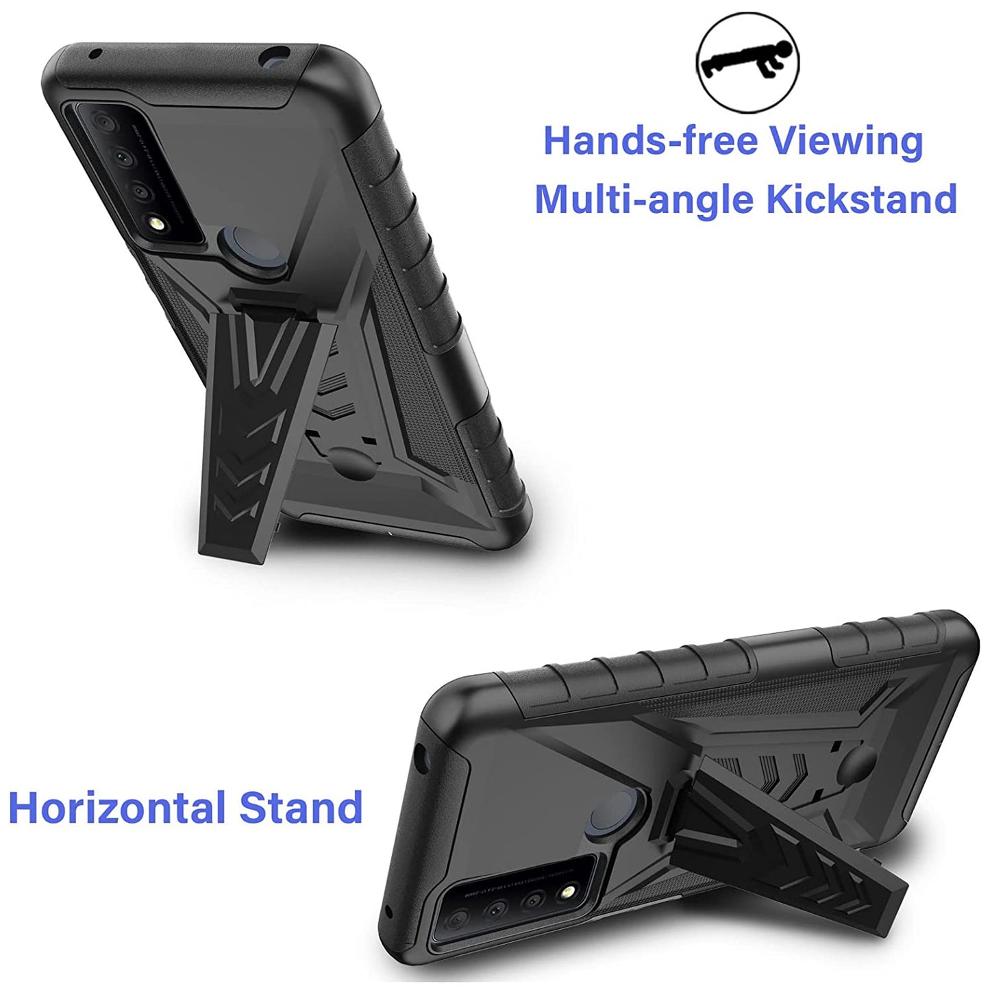 For Apple iPhone 14 Plus (6.7") Belt Clip Holster Shockproof with Clip On & Kickstand Heavy Duty 3in1 Hybrid Black Phone Case Cover