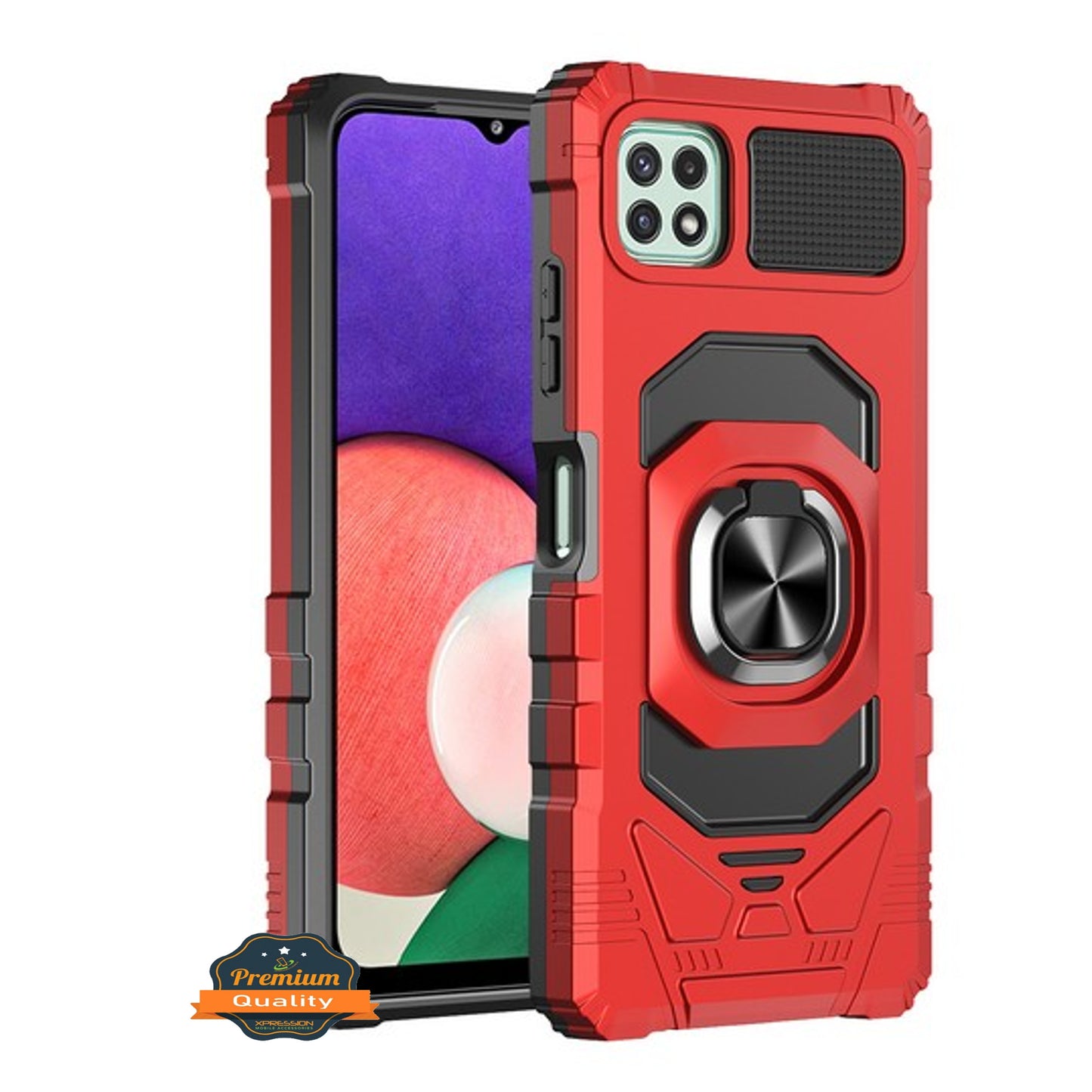 For Samsung Galaxy A22 5G Hybrid Magnetic Car Mount Ring Kickstand Stand Holder Full-Body Armor Protective [Military Grade]  Phone Case Cover